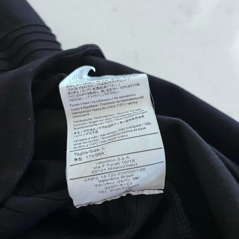 Red Valentino Black Short Sleeve Lace Velvet Trim Scalloped Knee Length Dress L - Image 14