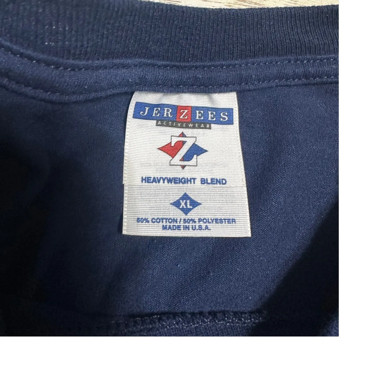 Jerzees Heavyweight T-Shirt Teddy Bear Vintage 90s Short Sleeve Size XL Navy - Image 4