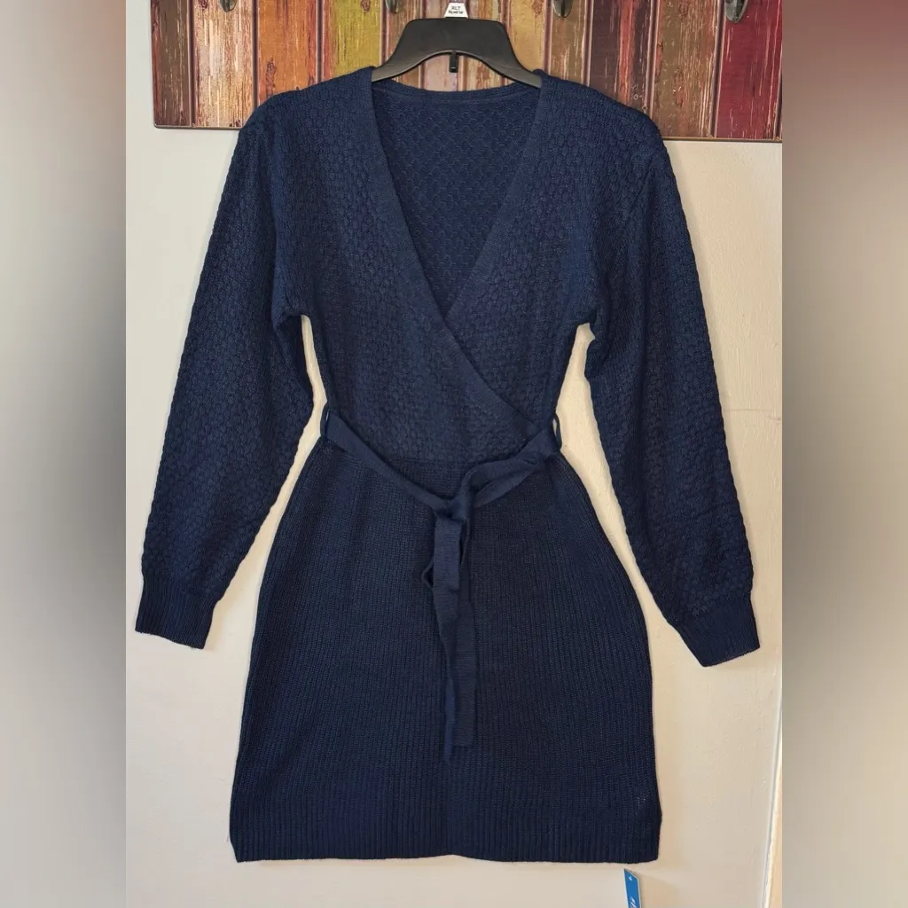 CUPSHE Women's V-Neck Belted Sweater Dress - Image 3