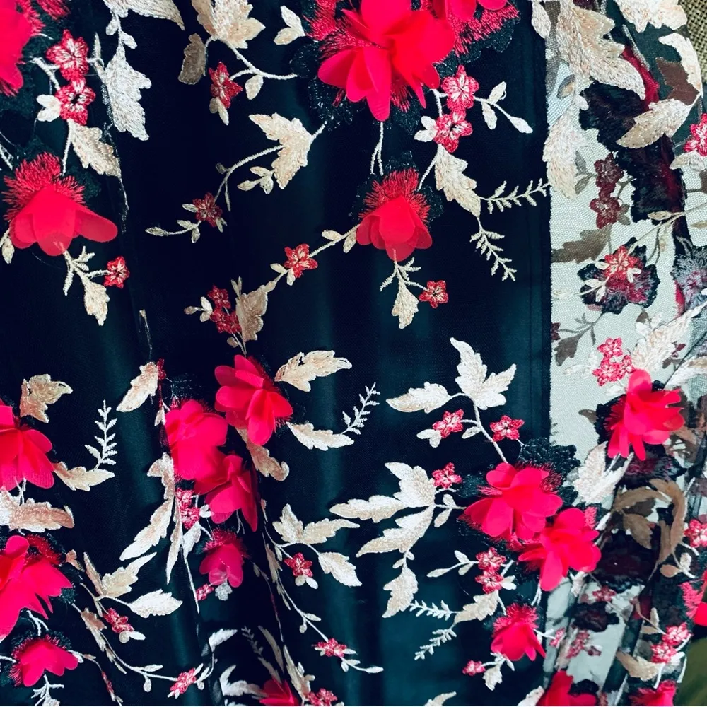 NWOT Alex Marie Embellished Tulle Floral Embroidered Maxi Gown Dress | Size 4 - Image 7