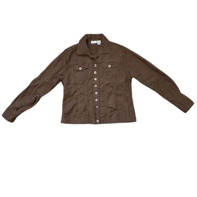 Nomadic‎ Traders Brown Button Down Jacket With Decorative Cuffs and Pockets Sz M Size M - Image 4