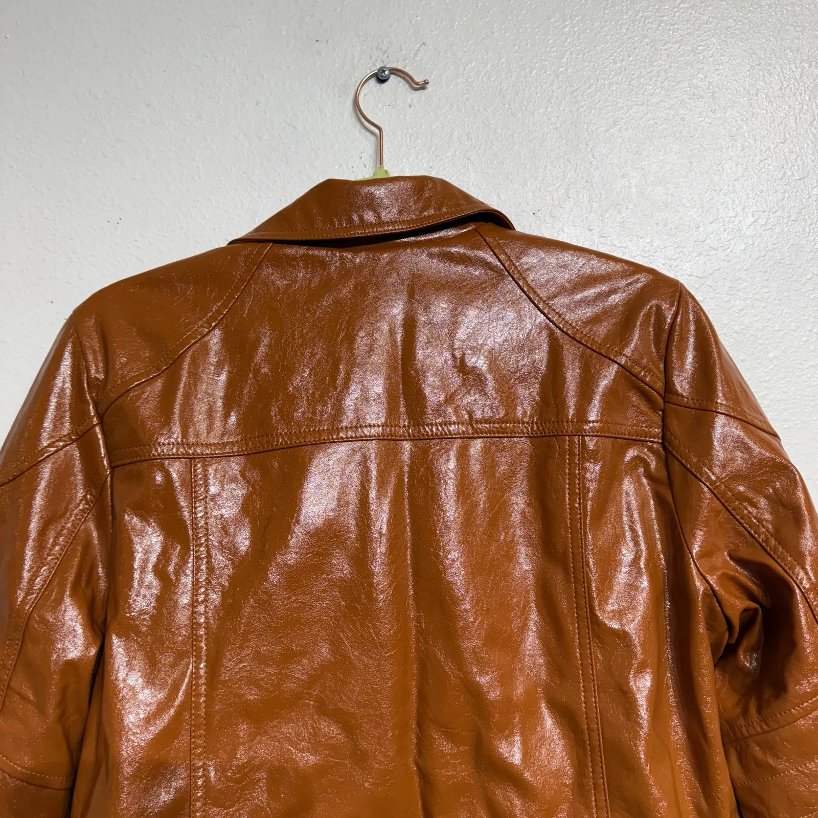 Free People Brown Josie Vegan Leather Moto Jacket Sz M NWT - Image 10
