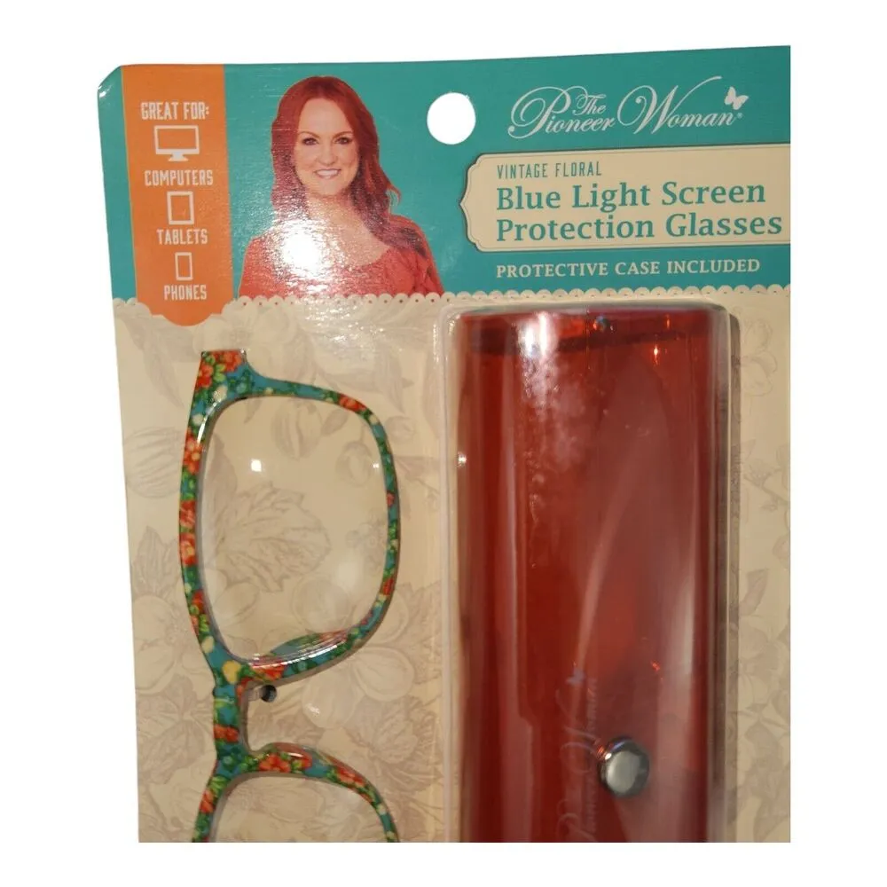 The Pioneer Woman Blue Light Screen Protection Glasses with Case Vintage Floral - Image 3