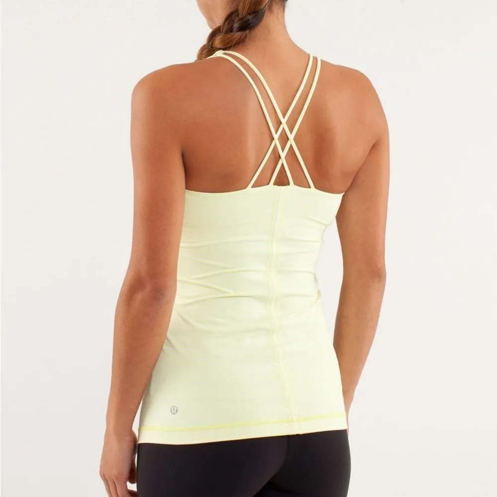 Lululemon Neon Yellow Off White Free To Be Athletic Tank Top Size 6 - Image 9