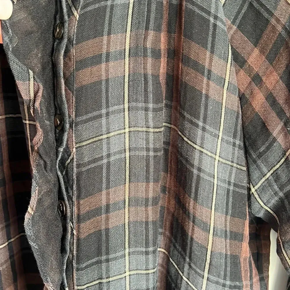 Finley plaid cotton long sleeve button down shirt Black Size M - Image 7