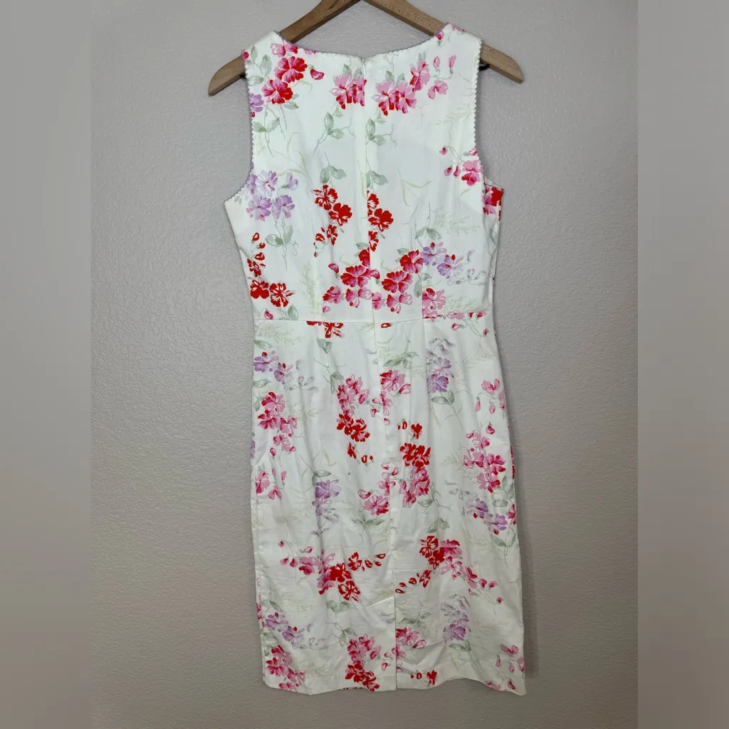 Vintage 1990’s Laura Ashley Floral Sheath Shift Cotton Dress US 6 White Pink - Image 12