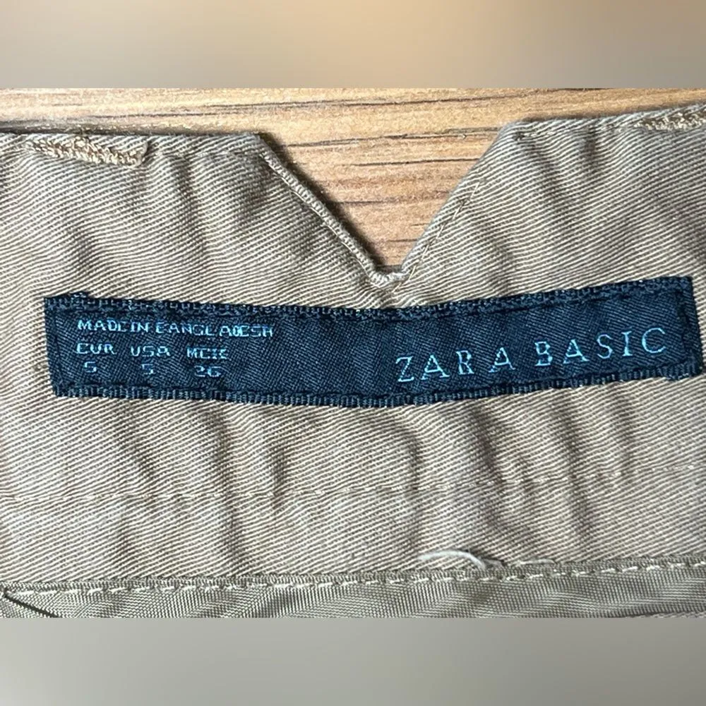 ZARA Basic Khaki Twill Shorts Size Small - Image 4