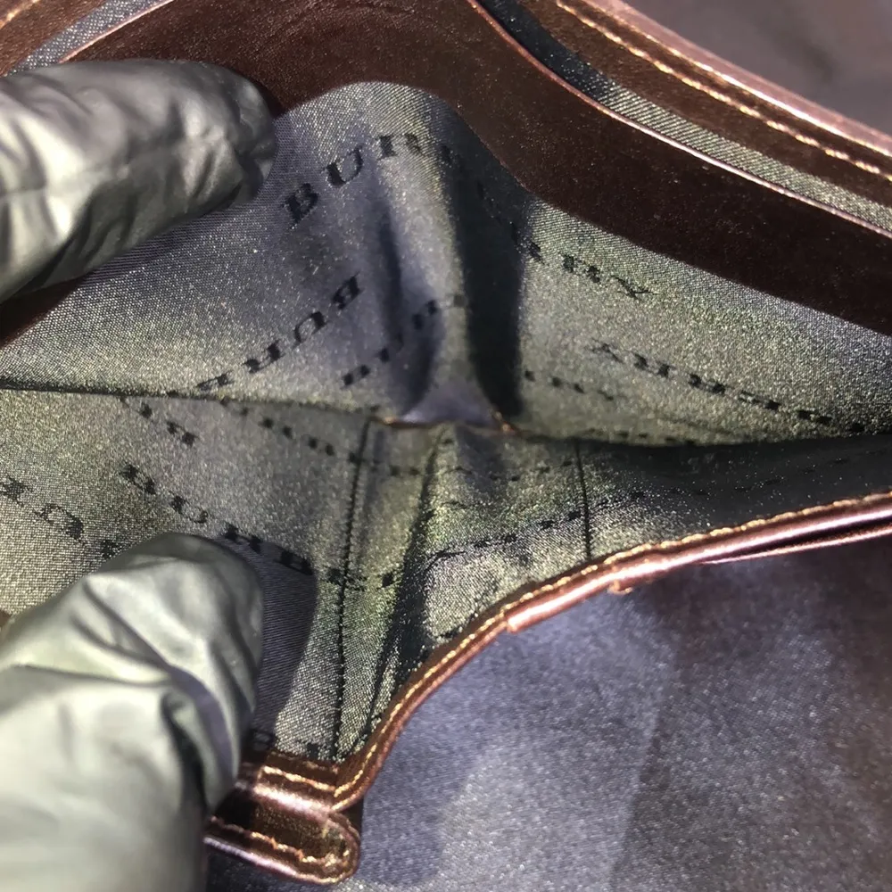 BURBERRY Nova Check Compact Brown Leather and Canvas Kisslock Wallet - Image 12