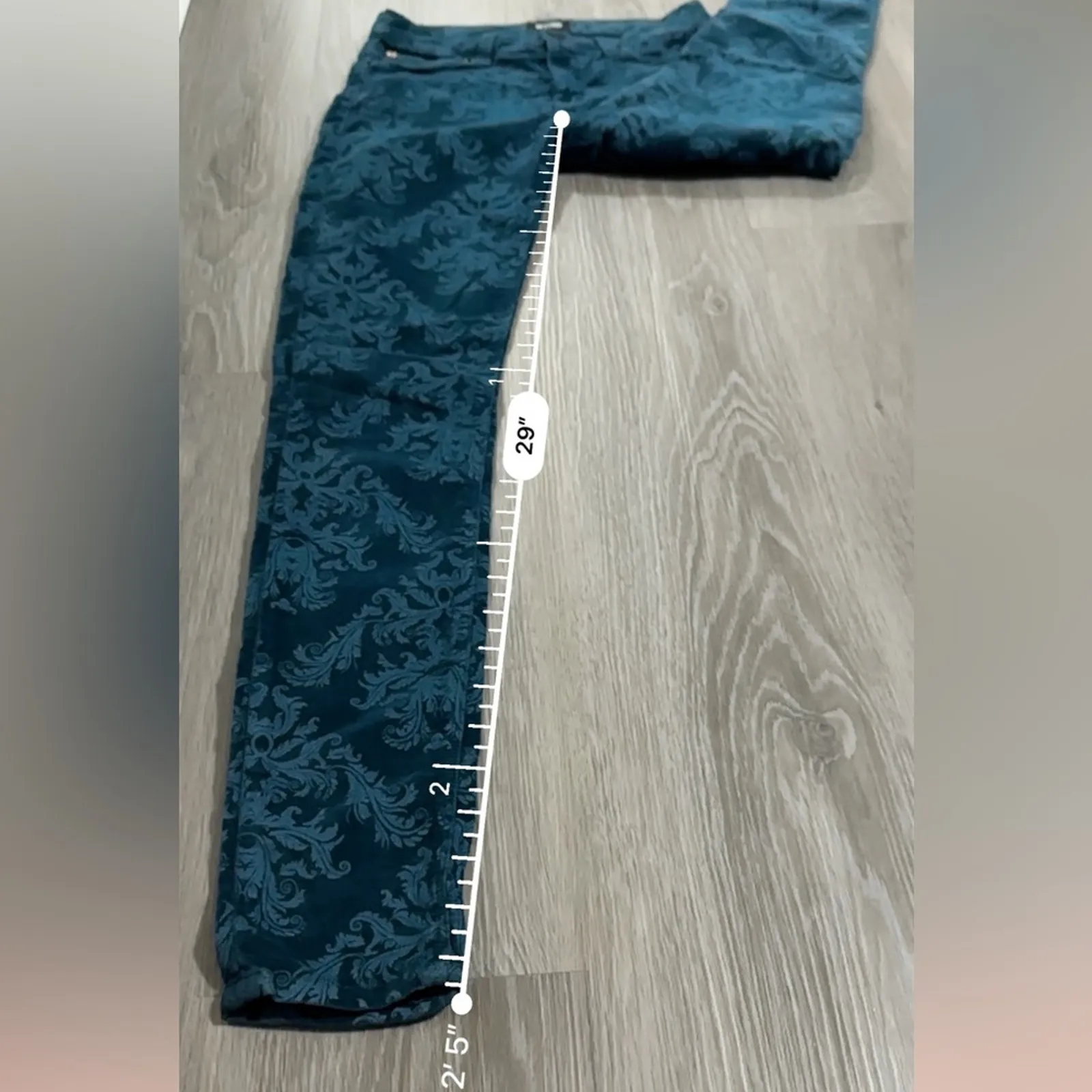 Hudson‎ Nico Velvet Brocade Victorian Navy Blue Mid Rise Pants Size 24 - Image 10
