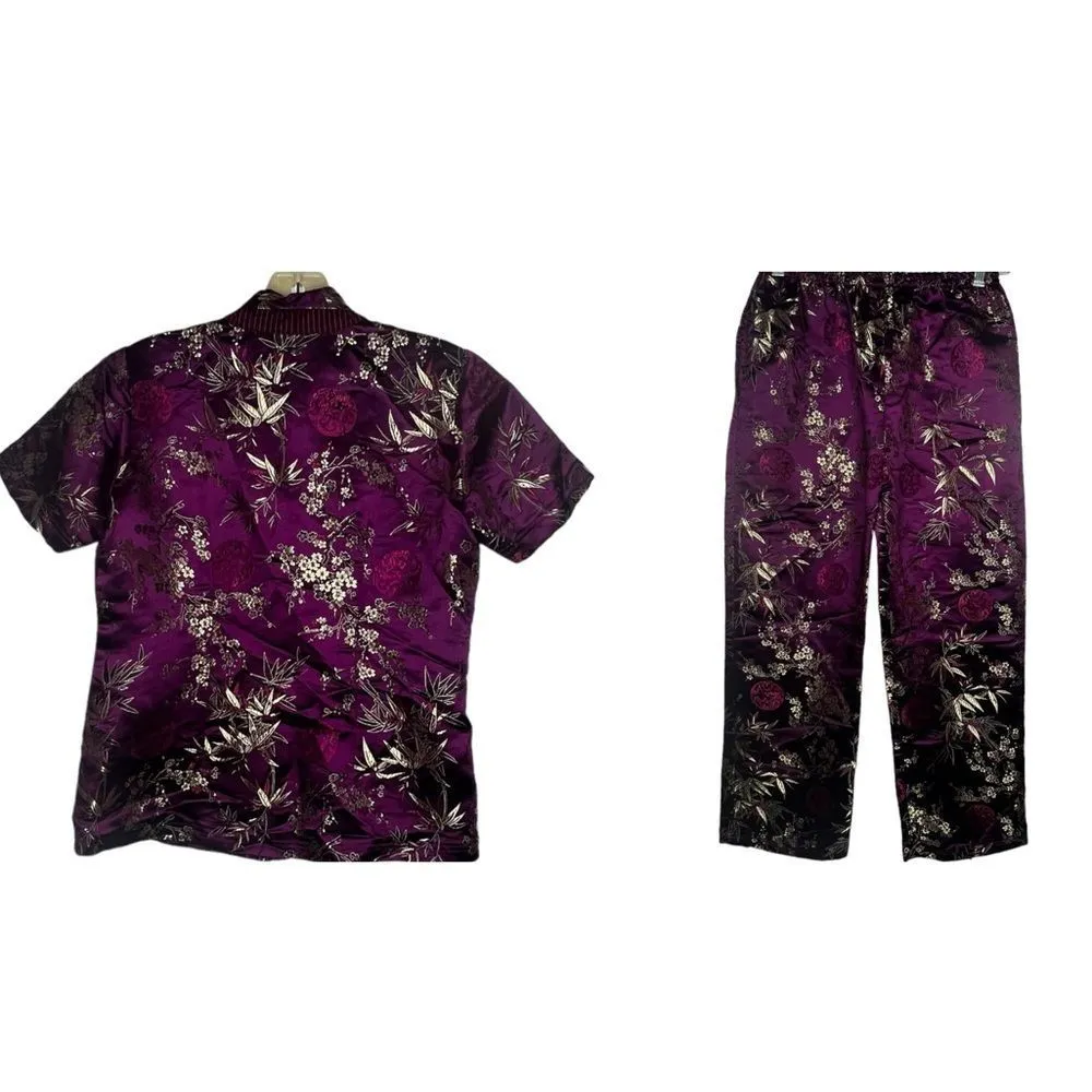 Vintage Asian Influence‎ Pajama Set Purple - Image 2