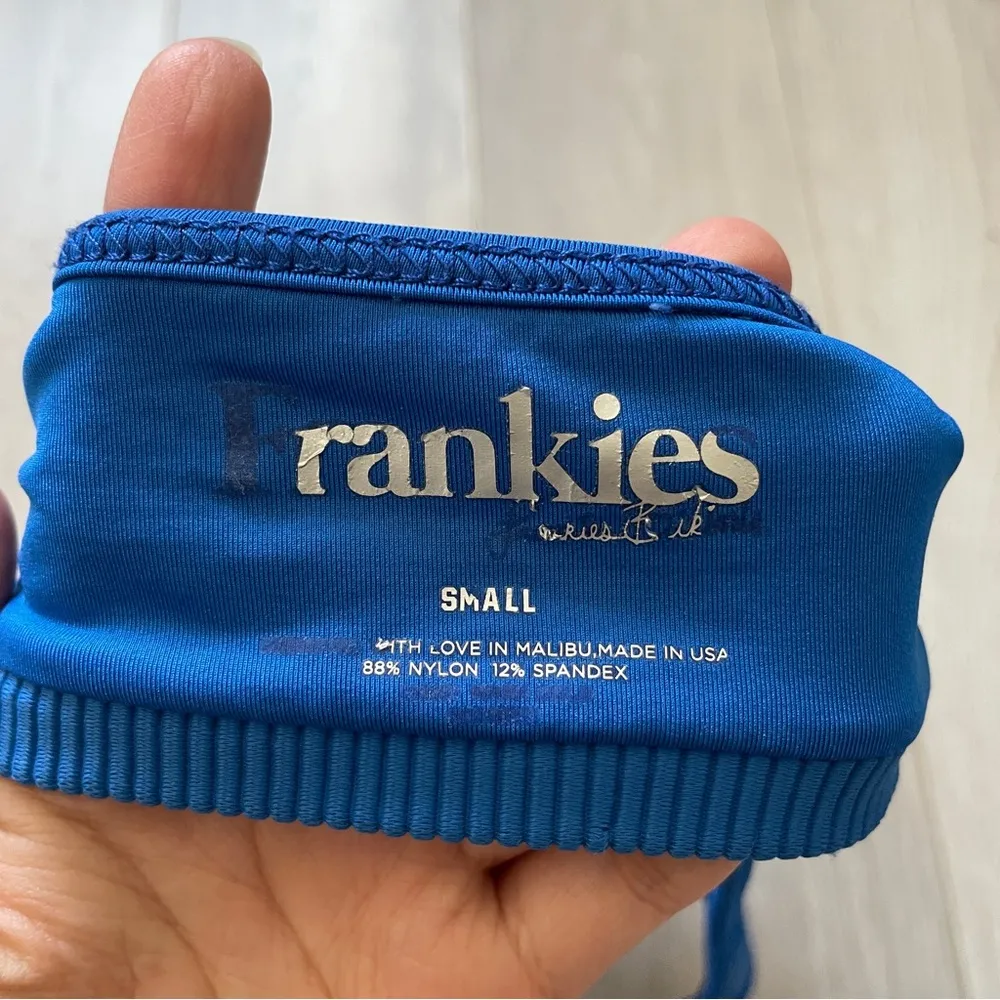 Frankies Bikinis Top greer ribbed knot womens Blue (small) swim bright vacation - Image 4