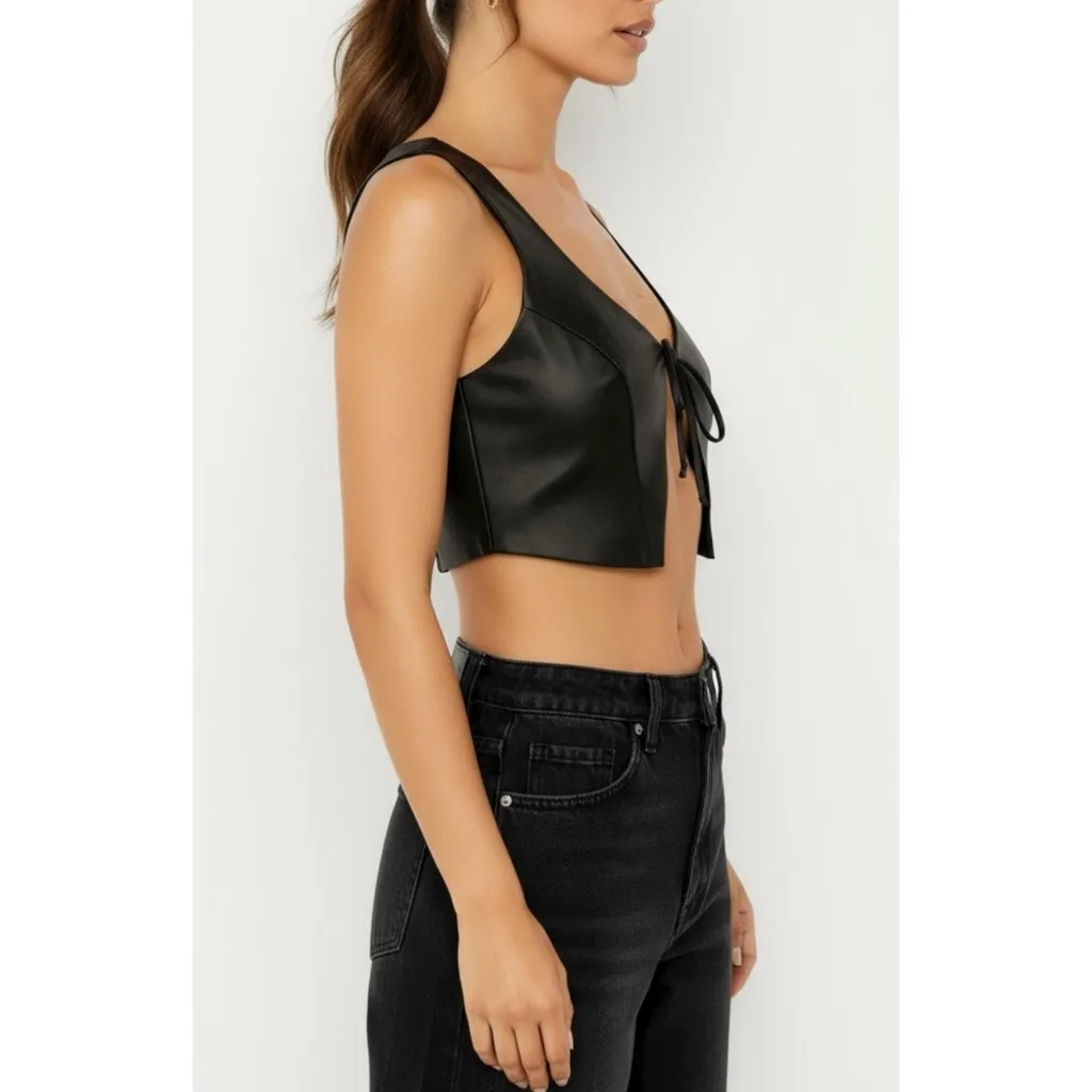 ARE YOU AM I Kih Silk Satin Vest, Black, Medium Black - Image 3