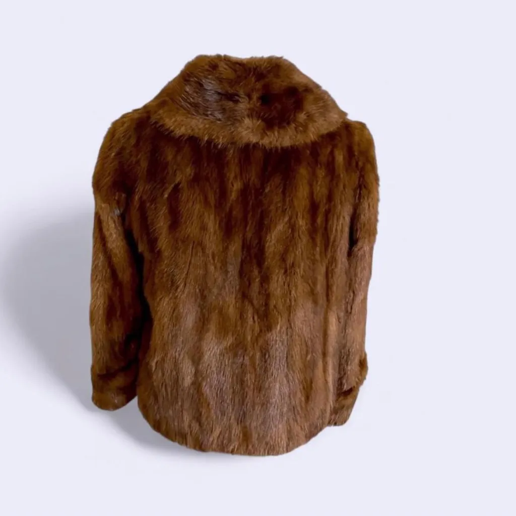 Mink Fur Coat size 8 Brown - Image 3
