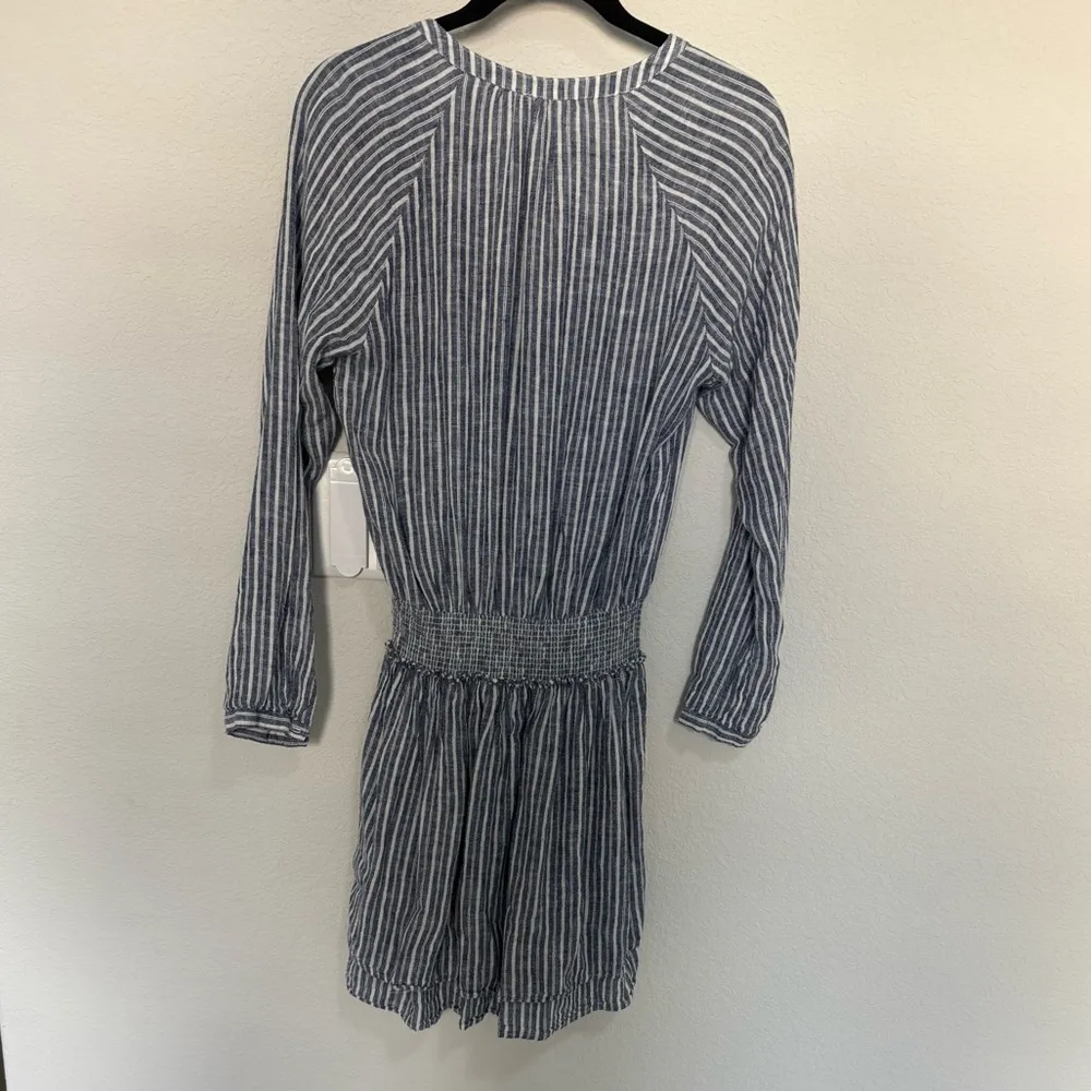 Rails Jasmine Tibet Stripe Mini Dress Size Small Blue/White Boho Linen - Image 5