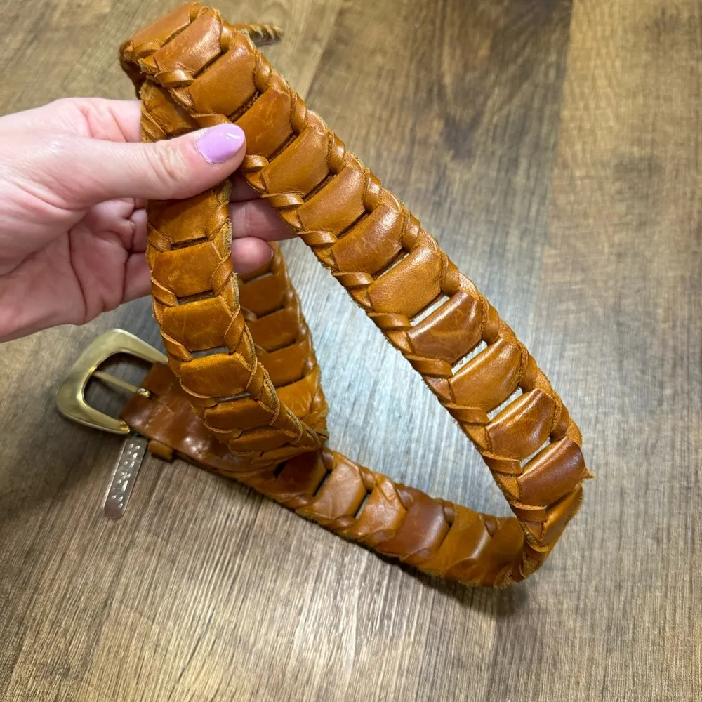 Vtg Capezio Womens 90s Style Leather Woven Link Belt Sz M/L Brown Leather - Image 8