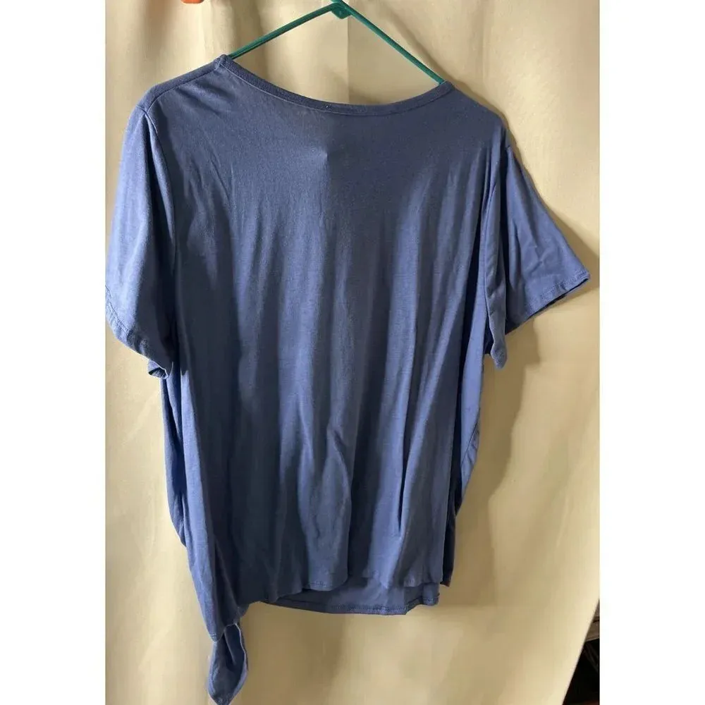 Pink Peony‎ Womens Blue Mushroom Side Tie Size 2X NEW Grow With The Flow T Shirt - Image 2