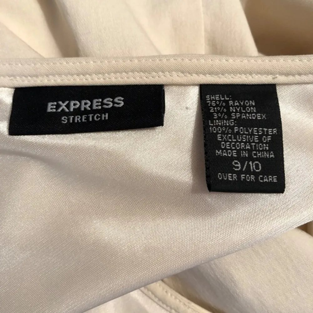 Express Dress Cream Embroidered Sleeveless Knee Length M Garden Party office - Image 16