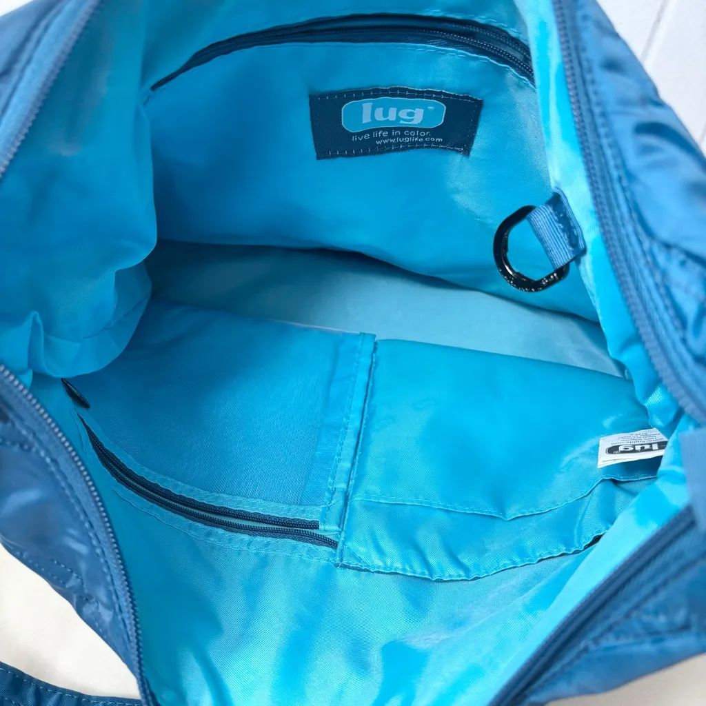 Lug Cable Car Satchel Blue/ Teal crossbody Bag with Zipper Details Blue - Image 8