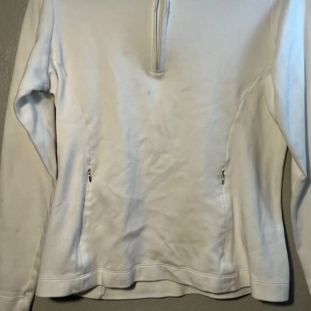 Fairway & Greene Women’s Sweater Seminole SZ S Golf Club Longsleeve 1/4 Zip White - Image 2