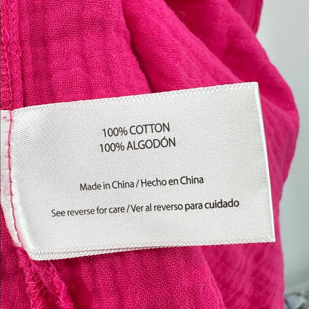 Three Dots Fuchsia XXL cap sleeve v neck slub knit cotton gauze top lightweight - Image 10
