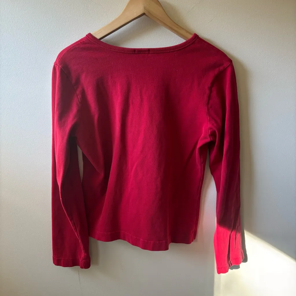 Old Navy Red V-Neck Hooded Sweatshirt - Image 4