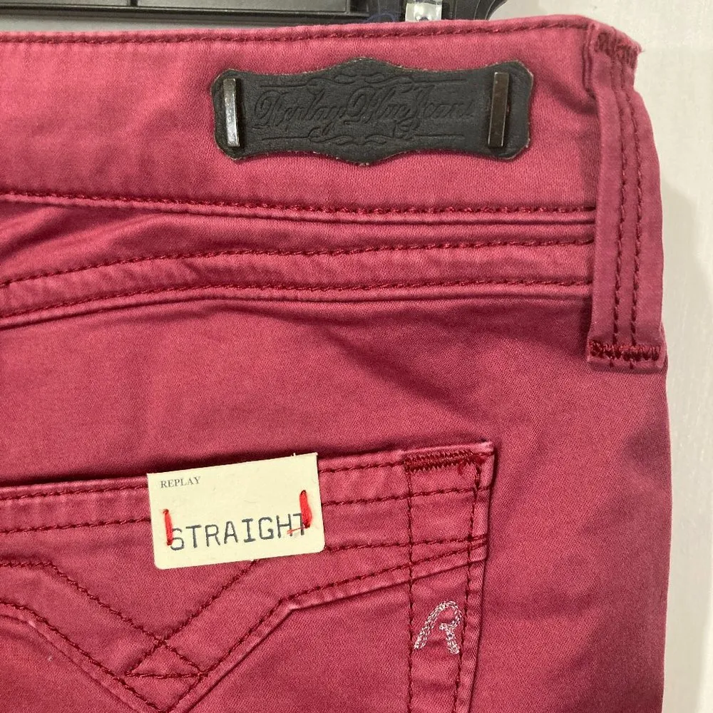 Replay women's size 28 crimson light twill JUSHMANN stretch trouser pants 28x33 Red - Image 7