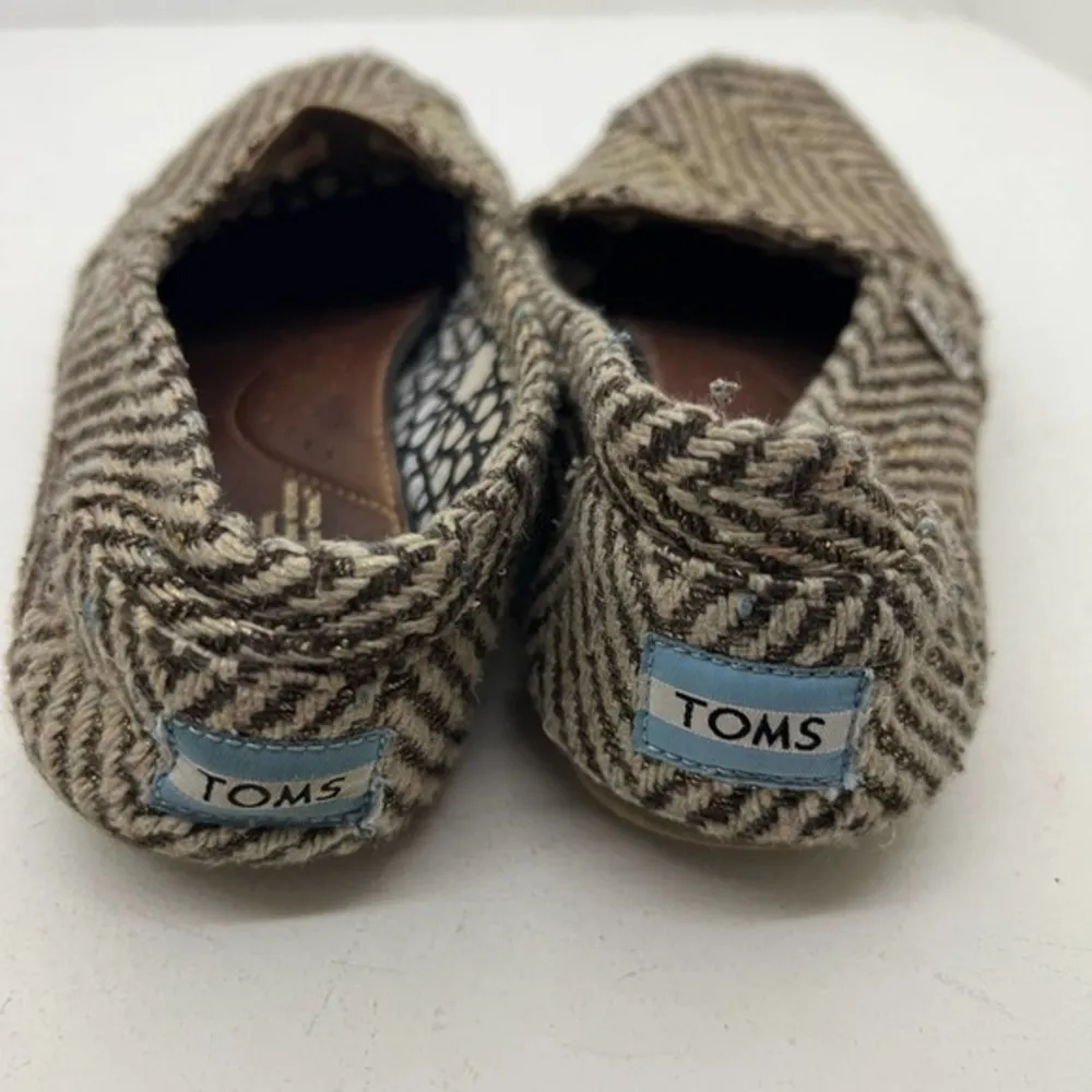 Toms Brown Fabric Knit Flat Casual Slip On Low Round Toe Shoes Women Size 7.5 - Image 5