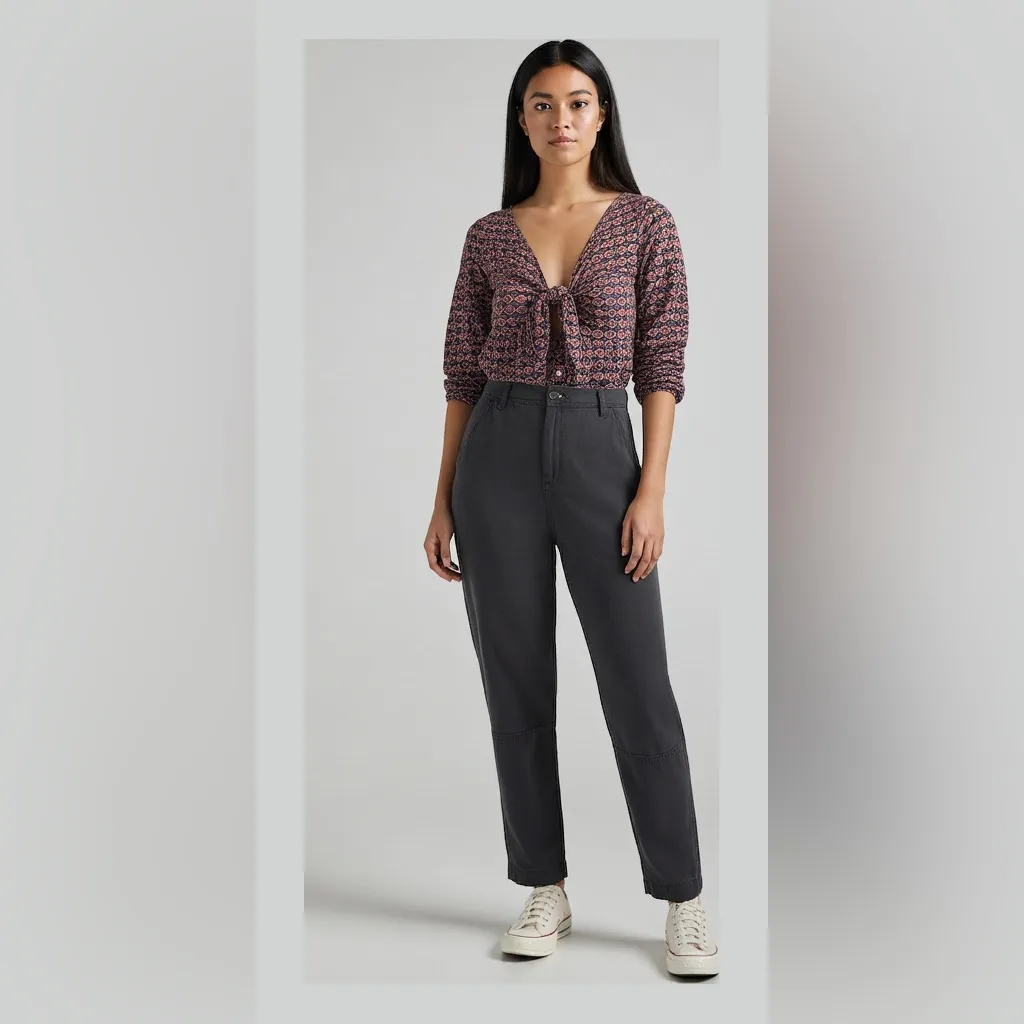 Willow&root Brown and Blue Long Sleeve Relaxed Blouse Size Medium - Image 2