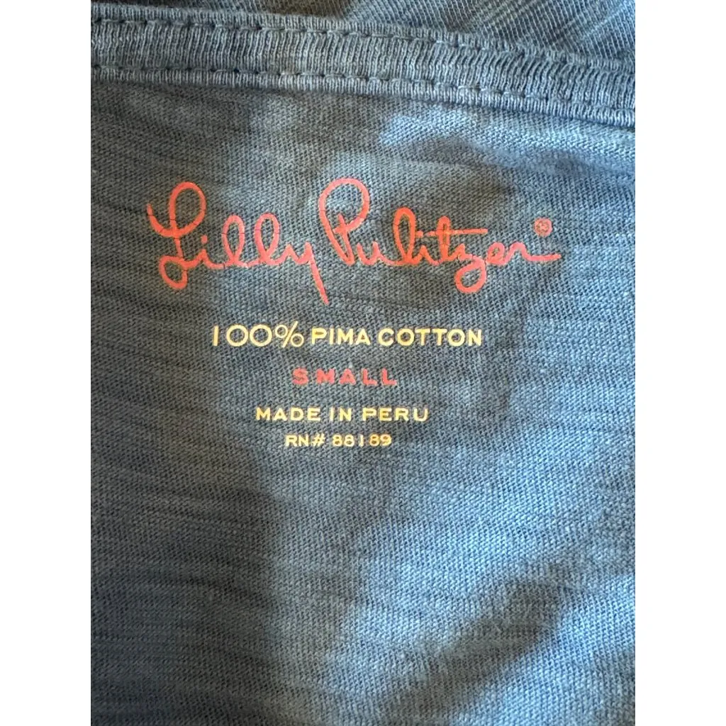 Lilly Pulitzer Dress Women Small Blue Pima Cotton Slub Knit‎ Mini Tee Boho - Image 7