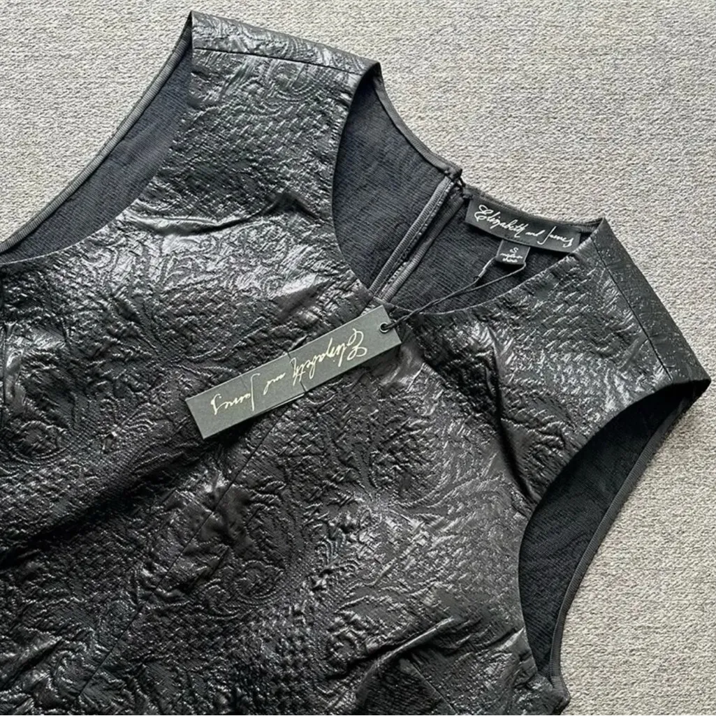 Elizabeth & James Brocade Yumi Peplum Black Tank Top Small NWT - Image 5