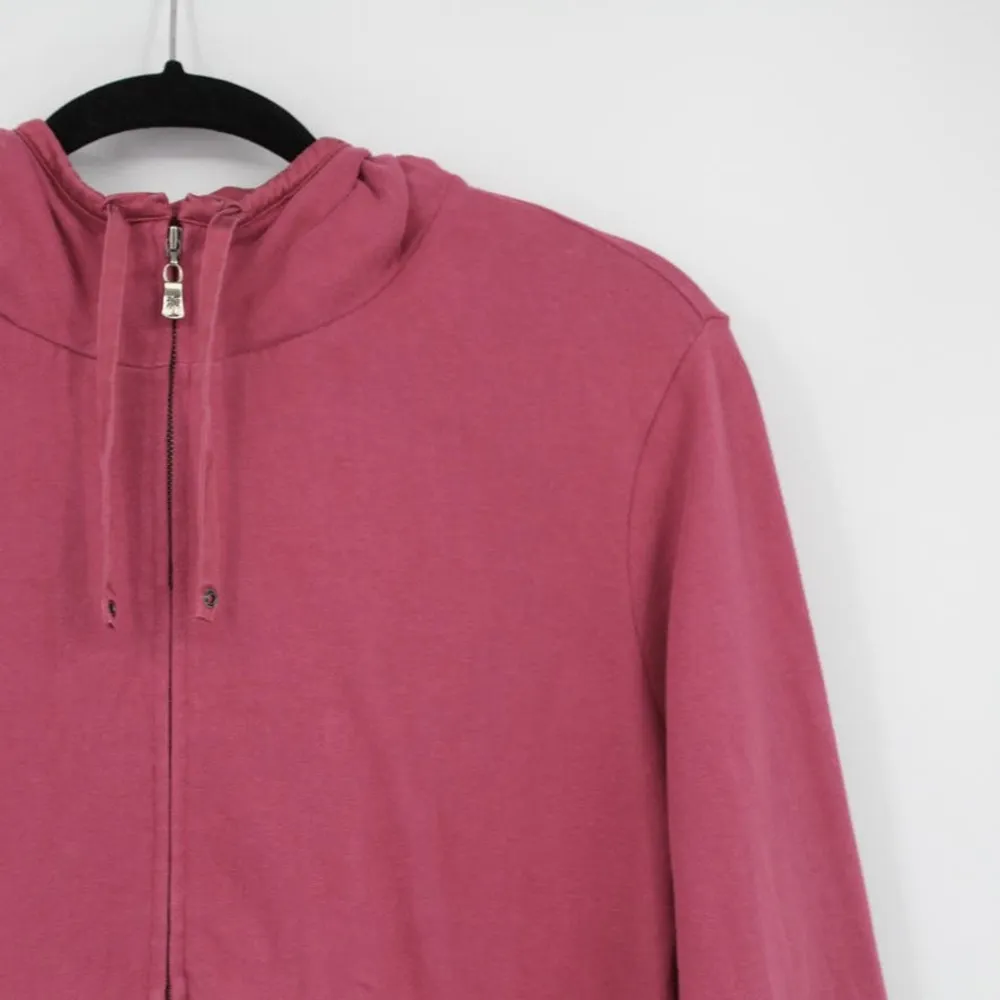 Tommy Bahama Full Zip Hoodie Sweatshirt Medium Pink Loungewear Hooded Cotton - Image 2