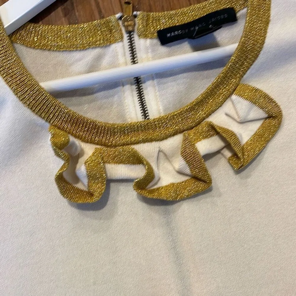 Marc Jacobs y2k gold and white trim detail sweater xs - Image 6