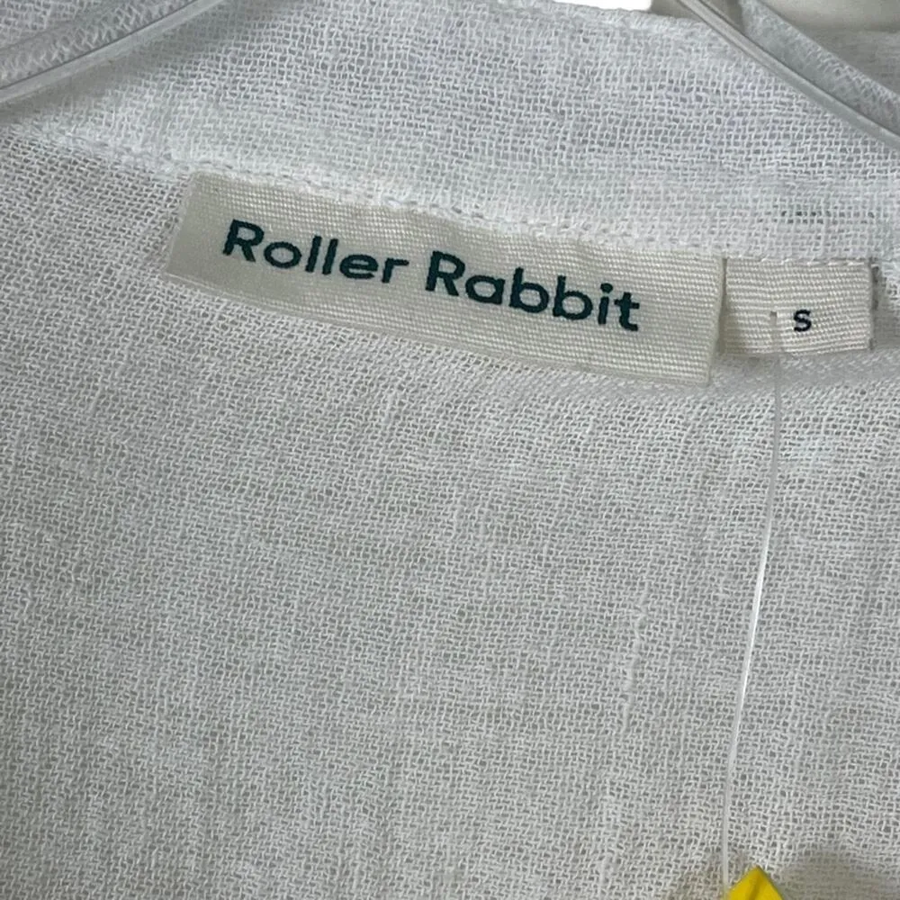 Roberta Roller Rabbit Coastal Embroidered White Peasant Top Small Up to XL - Image 11