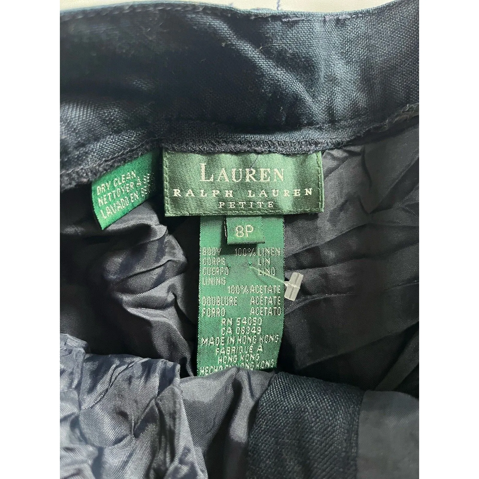 Lauren Ralph Lauren Petite Linen Pants  Size 8P Black Pleated Preppy Work - Image 10