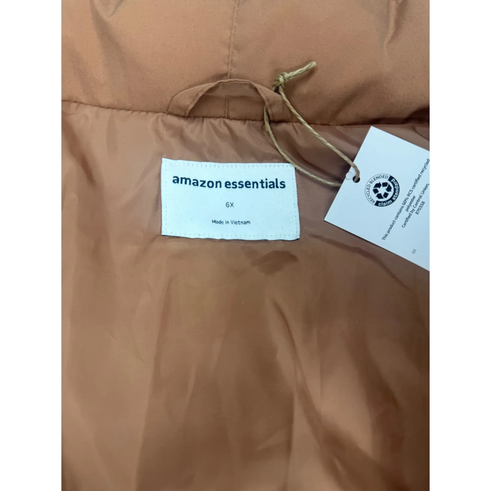 Amazon Essentials Womens Plus Size 6X Puffer Jacket Light Brown Water-Resistant - Image 6