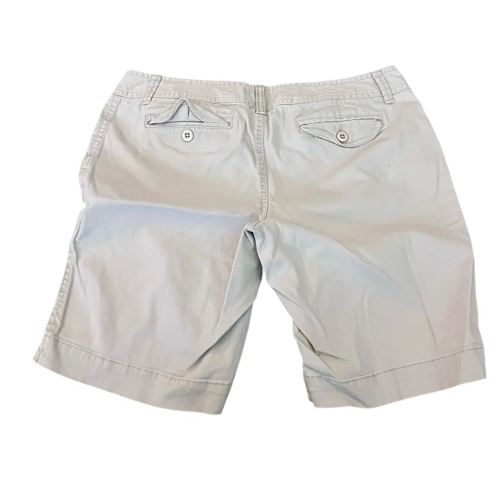 Y2K SO Women’s Bermuda Shorts Khaki, Stretch Cotton, Hem Splits Khaki Beige 11 - Image 2