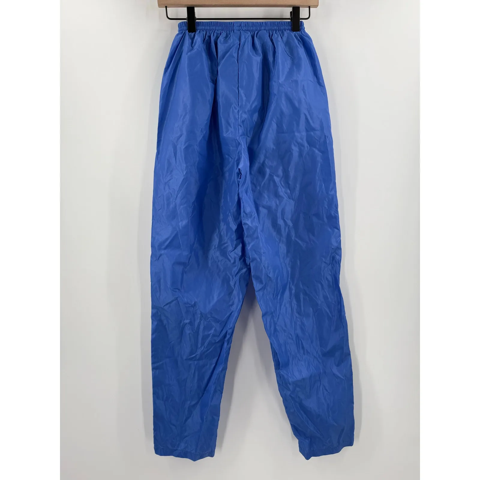 NIKE Track Pants Size Medium Vintage 80s Made in Japan Blue Nylon Zipper Unlined - Image 13