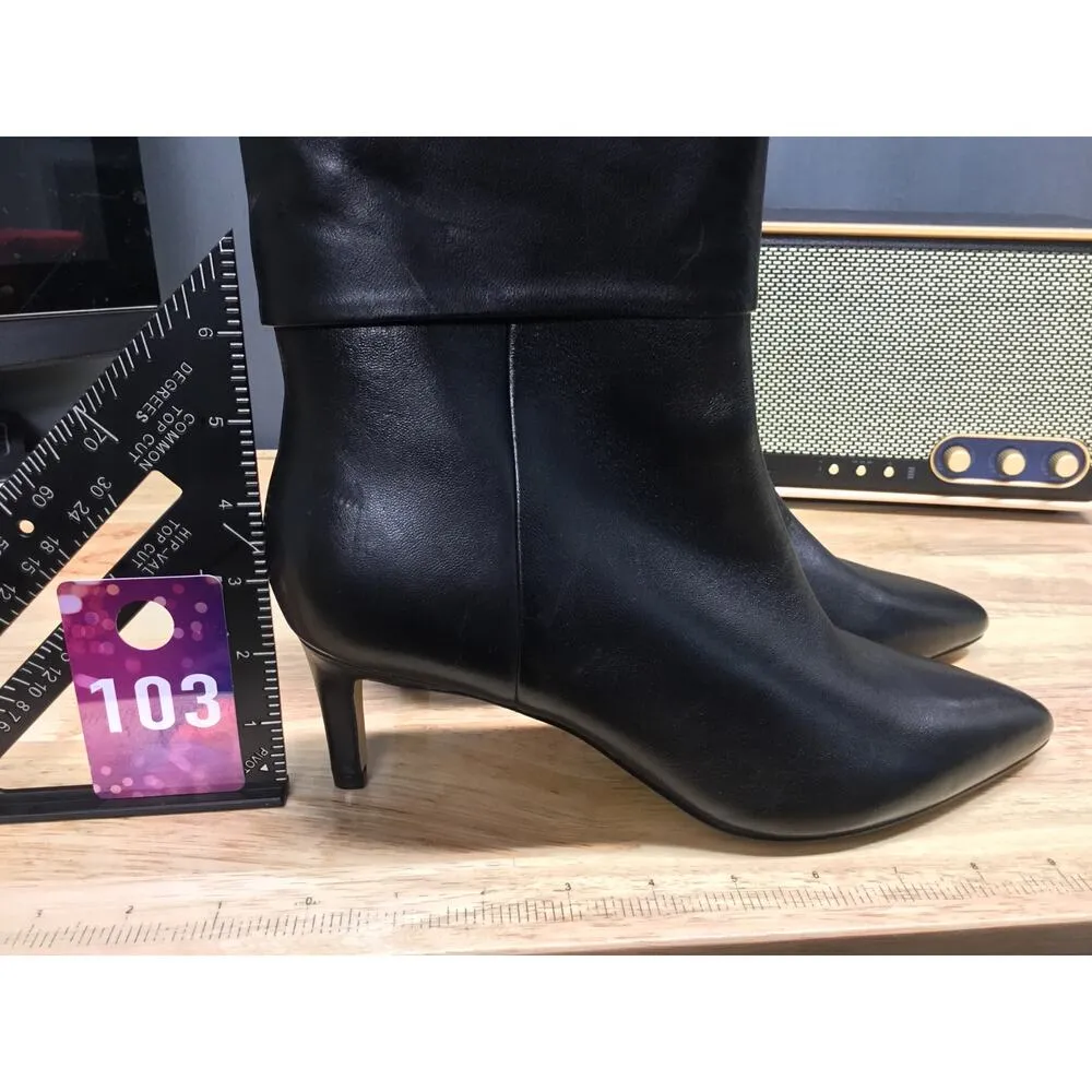 Calvin Klein KCGenteel Women's 9M Black Leather Stiletto Pointed Toe Ankle Boots - Image 6