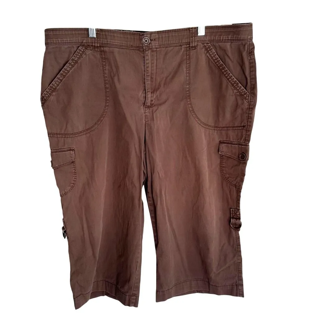 Gloria Vanderbilt Size 16 Brown Cargo Bermuda Shorts Cotton Spandex Blend - Image 7