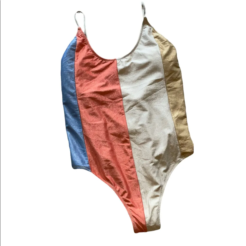 NWT ZARA SWIMSUIT WITH METALLIC THREAD STRIPED BLOGGERS FAV LARGE - Image 8