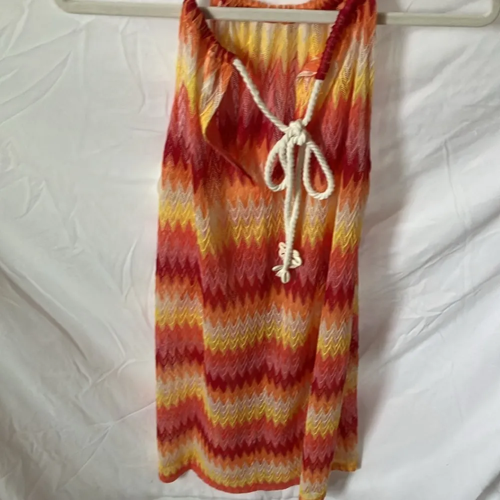 C & C California: Sheer red/orange/yellow beach coverup with pockets- M - Image 10