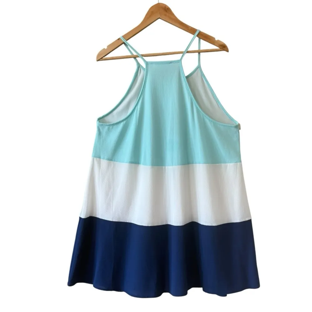 PEACH LOVE CALIFORNIA Color Block Sleeveless Mini Shift Dress Size L - Image 5