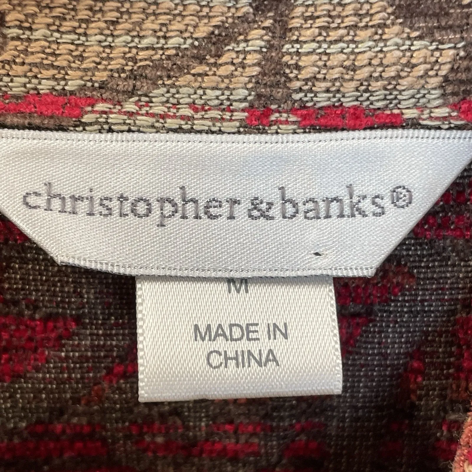 Christopher & Banks Womens M Jacket Mandarin Collar Fall Pockets Button Up Shirt - Image 3