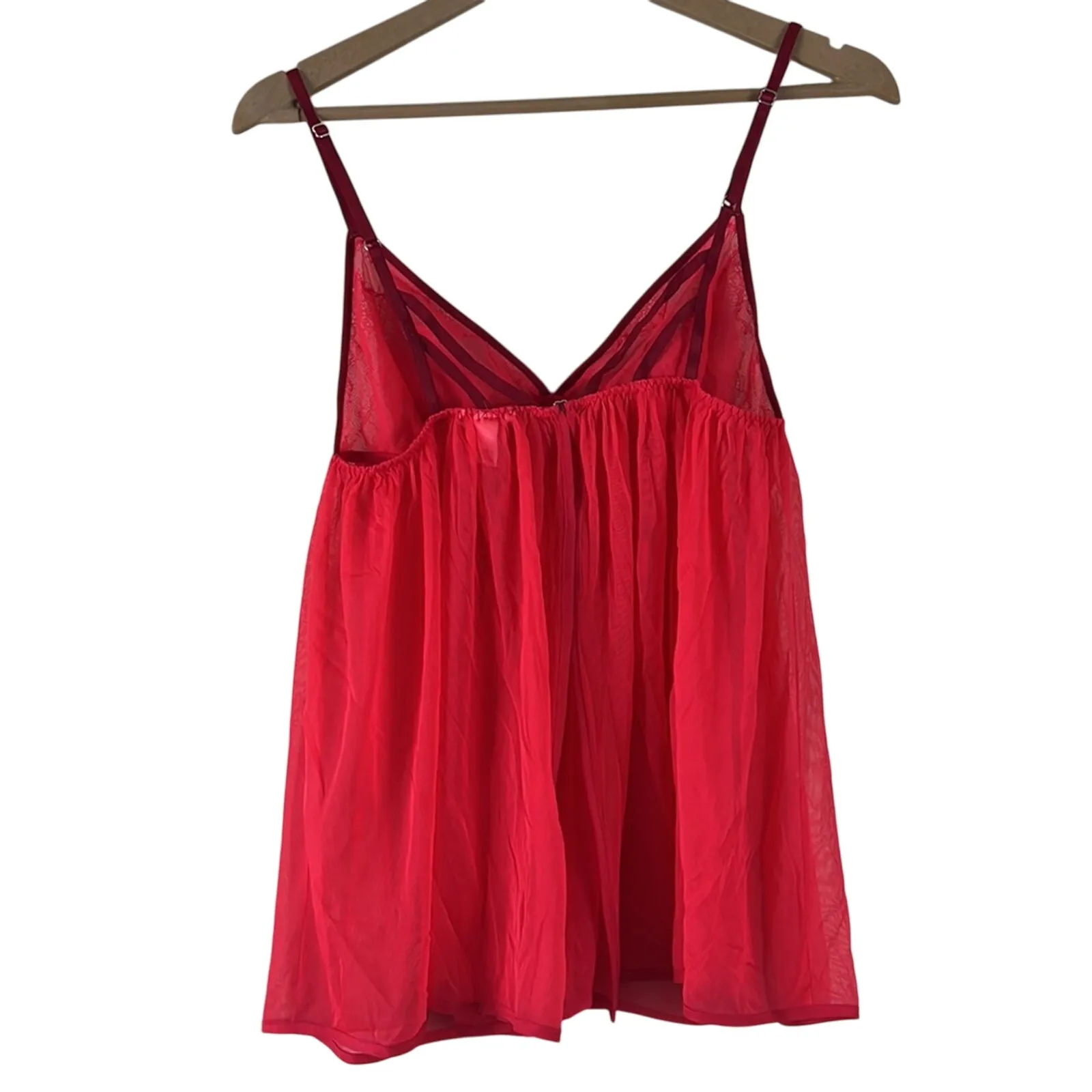 Victoria’s Secret Babydoll Dress Womens L Red Sexy Sheer Lace Lingerie Coquette - Image 4
