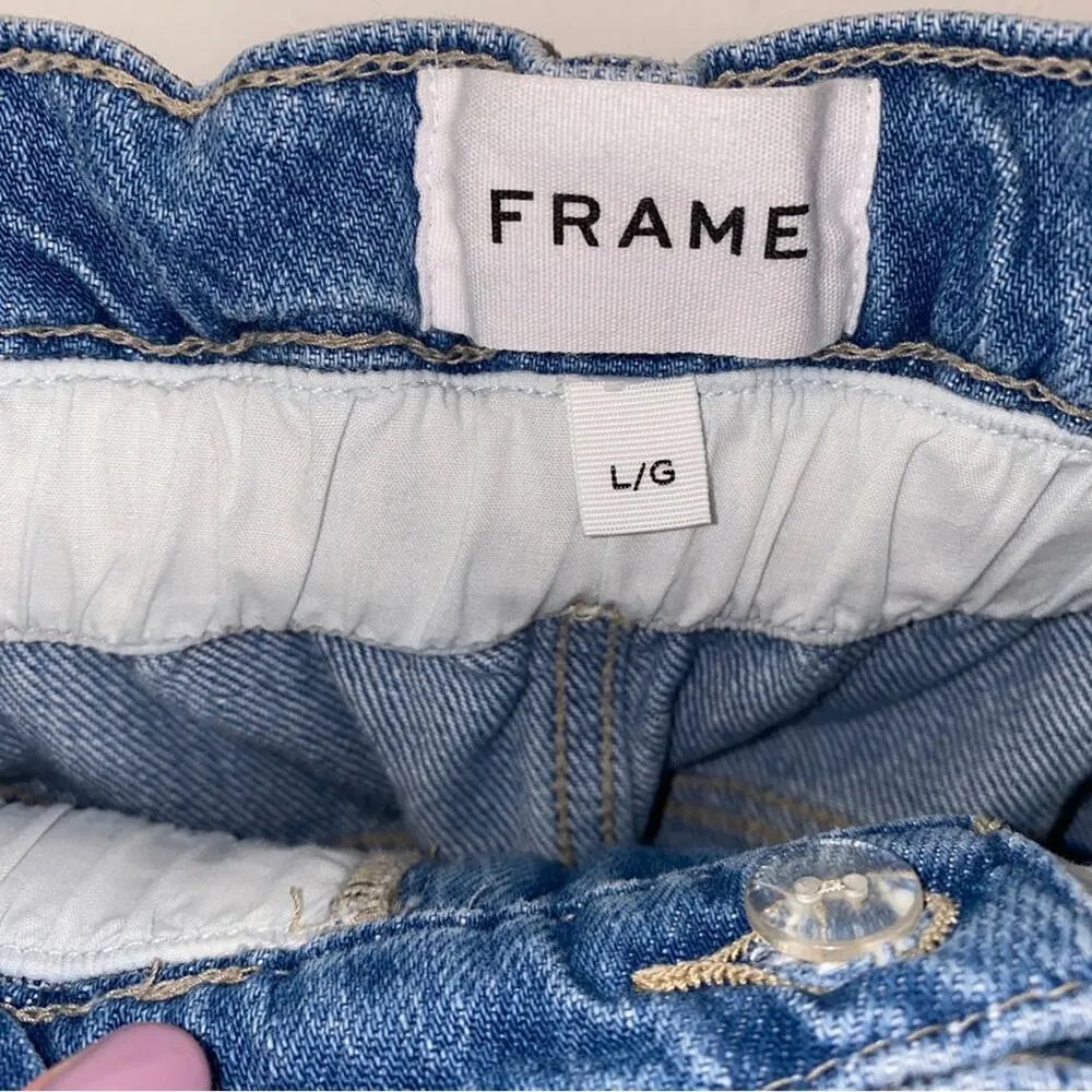 Frame Denim Meridian Paperbag Elastic Waist Straight Leg Jeans Size Large (30) - Image 7
