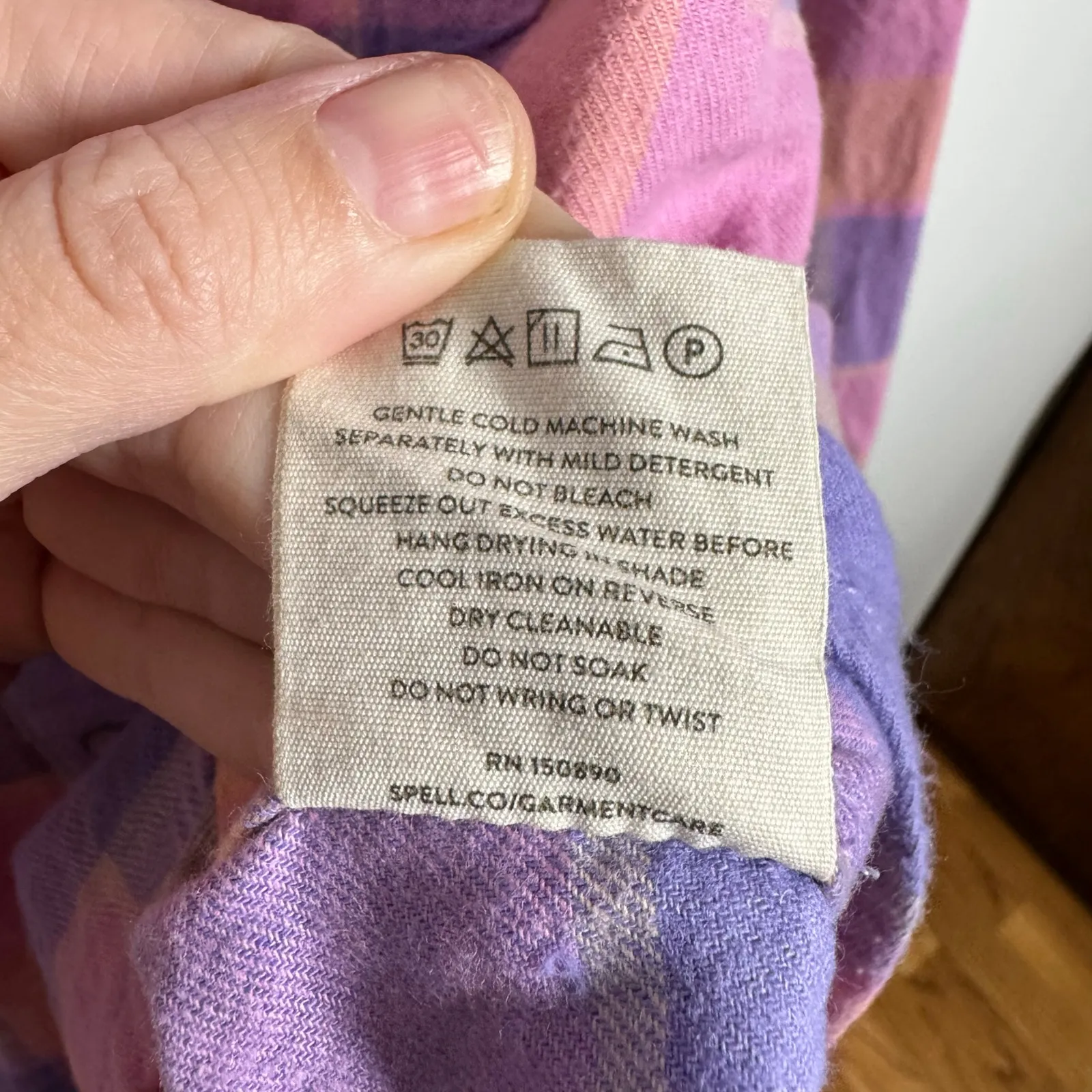 Spell And The Gypsy Flannel Top Women XL Pink Purple Western Pearl Snap Boho Top - Image 7