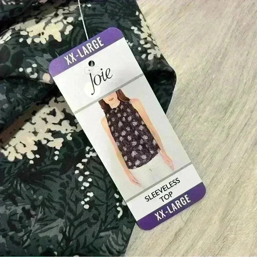 NWT Joie Baltic Print Silky Sleeveless Keyhole Back Floral Top Smocked Size XXL - Image 4