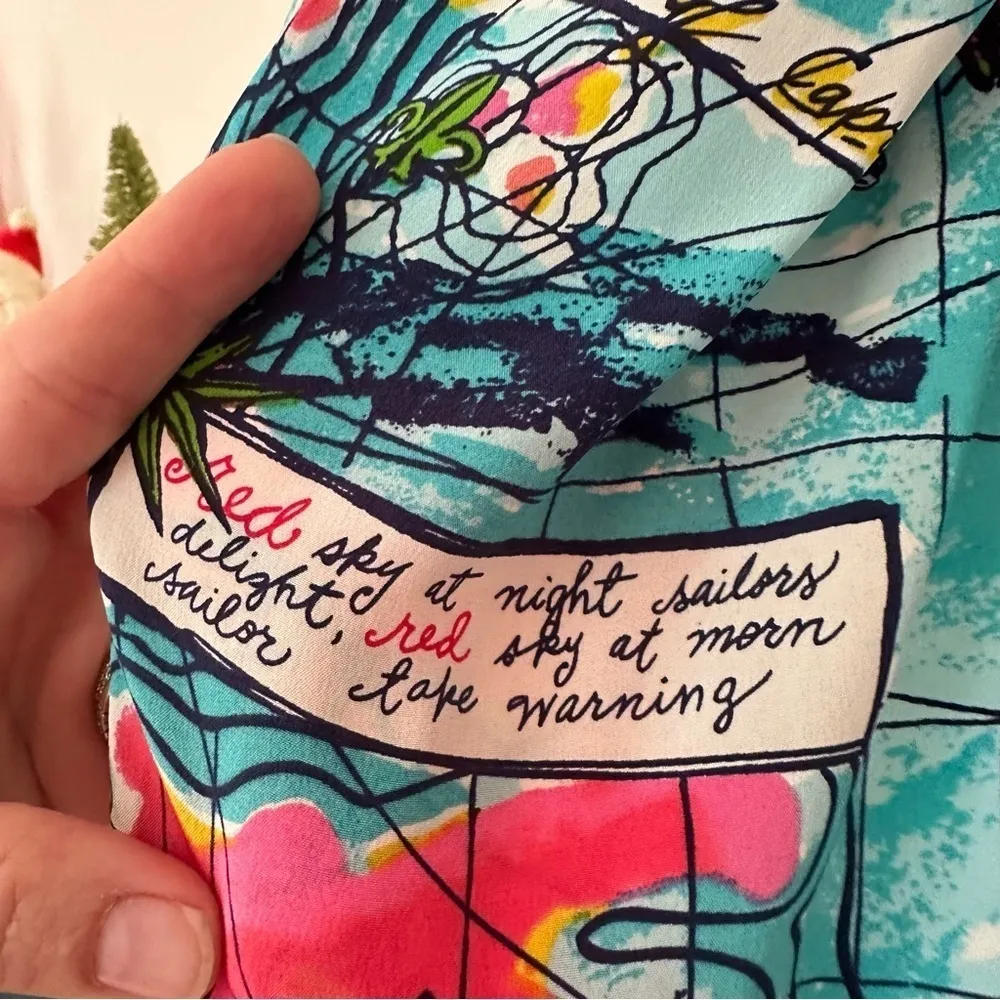 Lilly Pulitzer X Marks The Spot Map Print Elsa Silk Blouse - Image 6