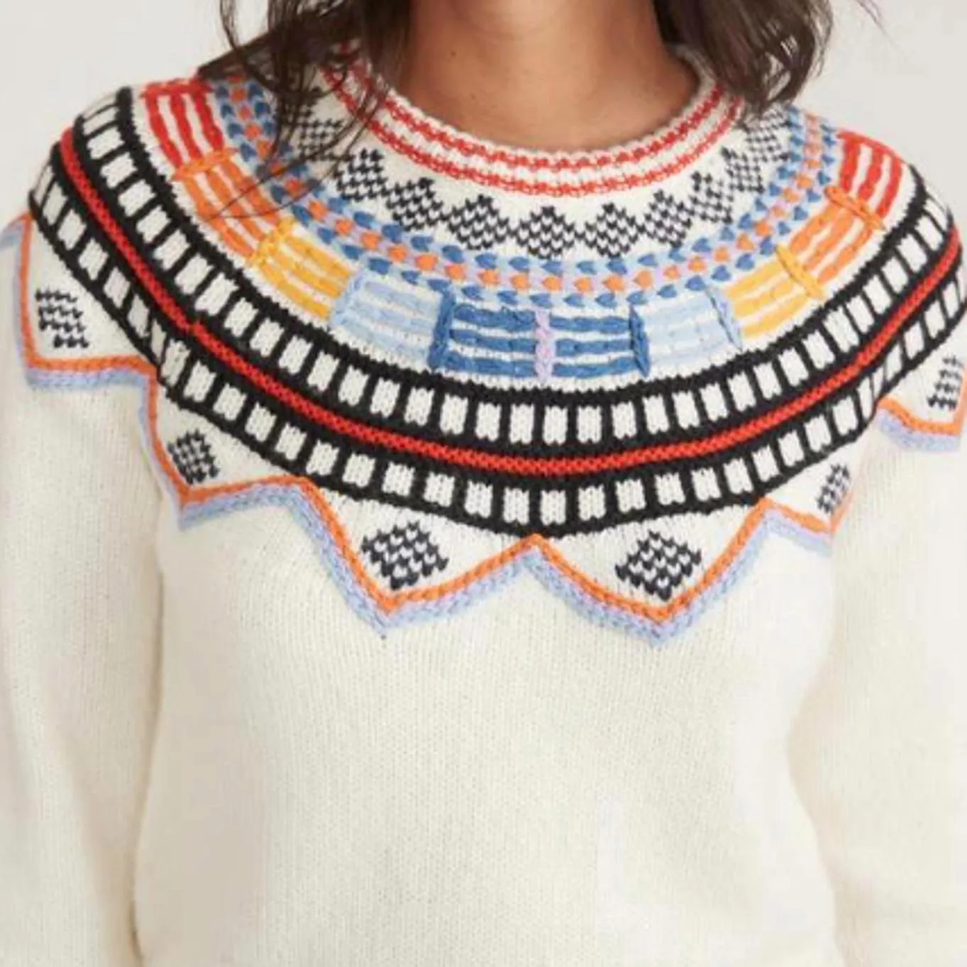 Marine Layer Archive Cream Detailed Wool Blend Lomas Sweater - Size - XS - Image 3