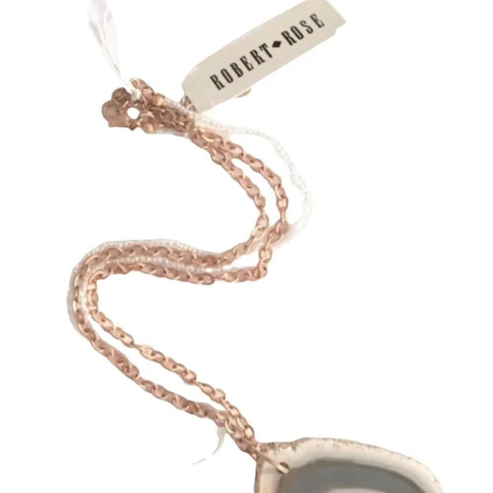 new Robert Rose ✲ Agate Statement Necklace ✲ Rose Gold + Seed Bead Chain ✲ - Image 7